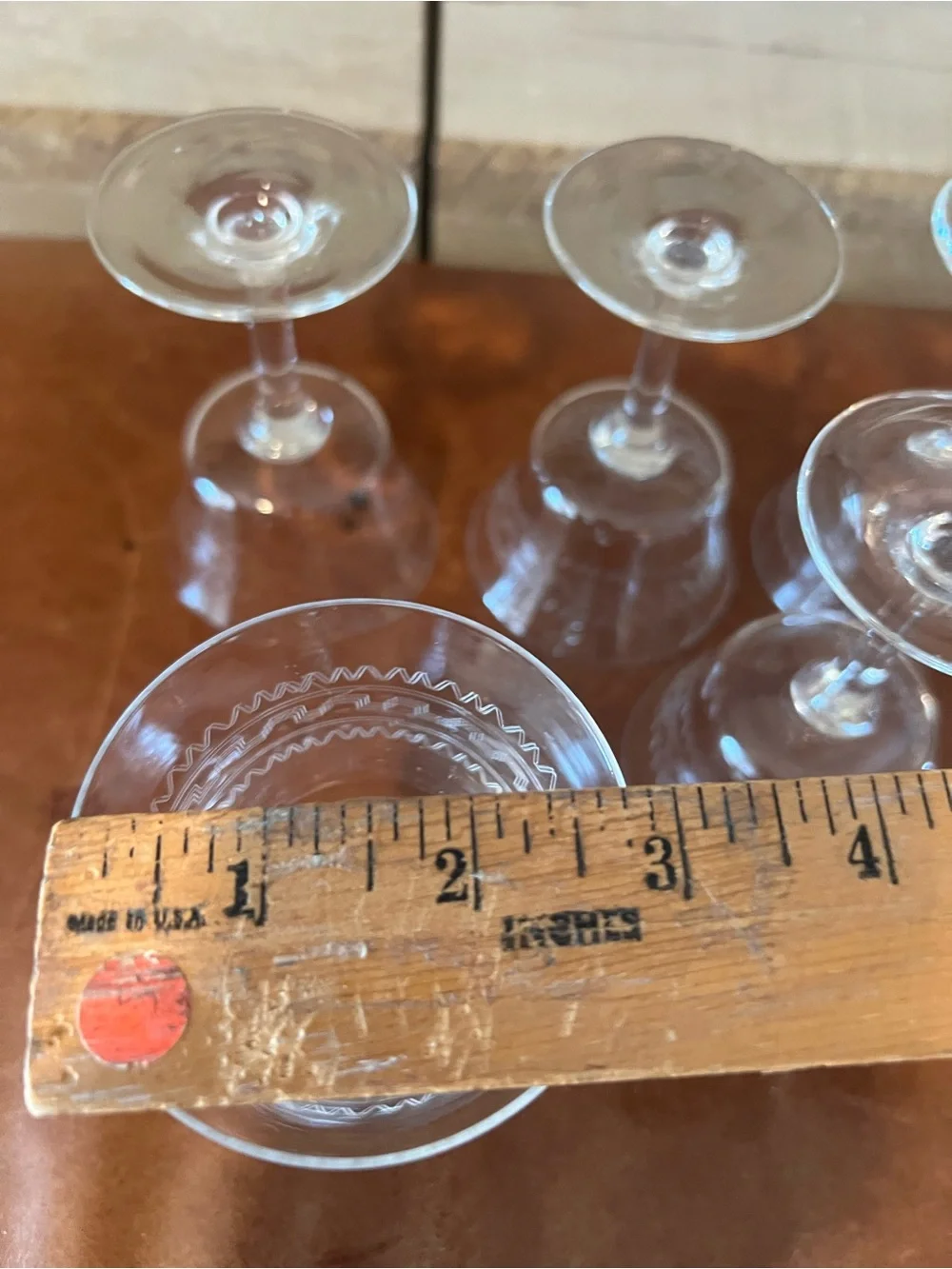 Etched Clear Glass Dessert Coupes - Set of 5